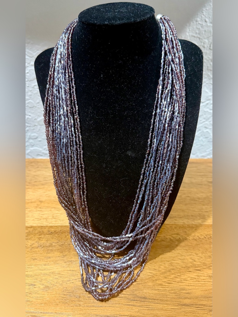 Vintage Purple Multi Strand Seed Bead Necklace